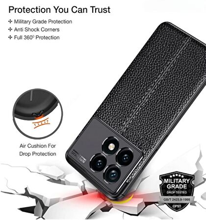 Poco X6 Pro Deri Desenli Silikon Kılıf - Ultra Darbe Emici Kamera Korumalı Kapak