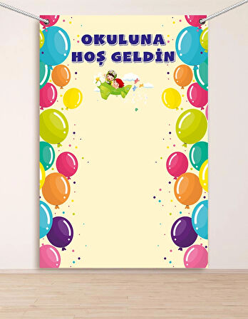 Okuluna Hoşgeldin Hatıra Fotoğraf Panosu Branda 100x150