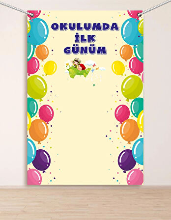 Okulumda İlk Günüm Hatıra Fotoğraf Panosu Branda 160x200