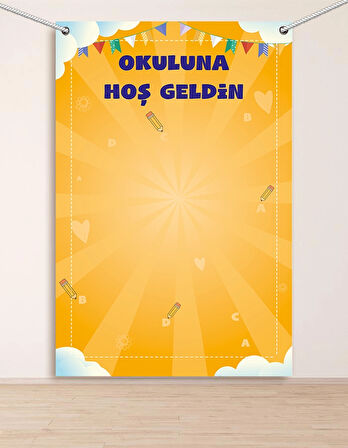 Okuluna Hoşgeldin Hatıra Fotoğraf Panosu Branda 160x200