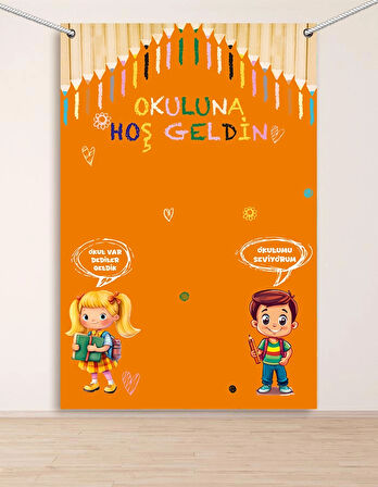 Okuluna Hoşgeldin Hatıra Fotoğraf Panosu Branda 160x200
