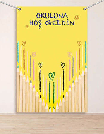 Okuluna Hoşgeldin Hatıra Fotoğraf Panosu Branda 160x200