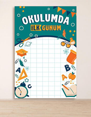 Okulda İlk Günüm Hatıra Fotoğraf Panosu Branda 100x150