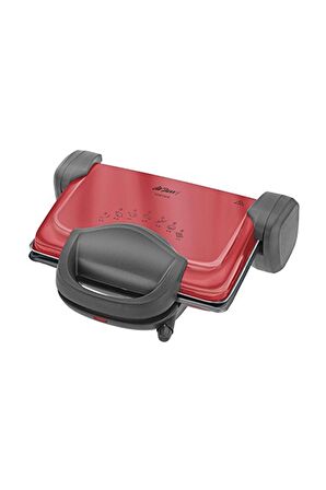 Ar287 Izgara Ve Tost Makinesi, 1800 W, Metal Plastik Teflon, Kırmızı