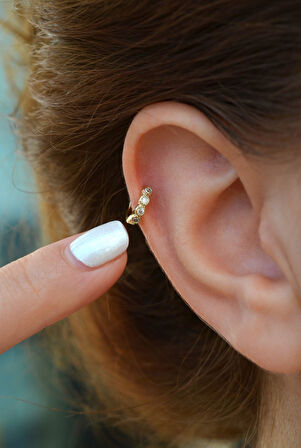 Gold Taşlı 6 mm Mini Halka Piercing Tragus Forward Helix Daith Helix