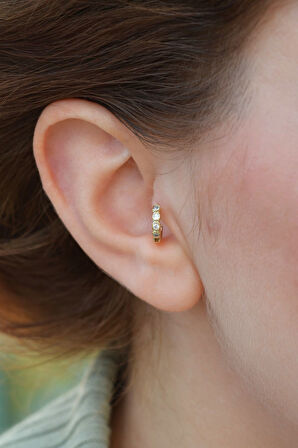 Gold Taşlı 6 mm Mini Halka Piercing Tragus Forward Helix Daith Helix