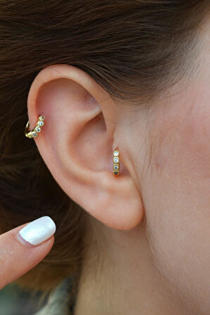 Gold Taşlı 6 mm Mini Halka Piercing Tragus Forward Helix Daith Helix