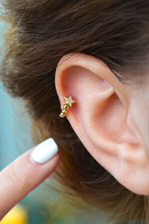 Taşlı Yıldızlı Mini Halka Piercing Tragus Forward Helix Daith Helix 6 mm