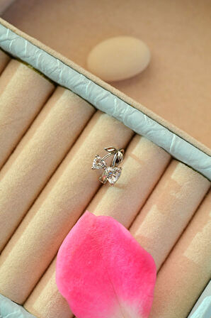 Gümüş Renkli Kiraz Model Halka Piercing Kıkırdak Helix Forward Helix  Lob