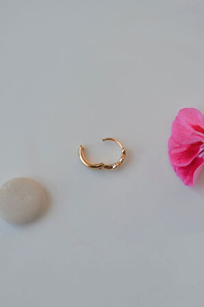 Sıralı Beyaz Kalpli Helix Piercing Kıkırdak Küpesi Lob Tek Adet