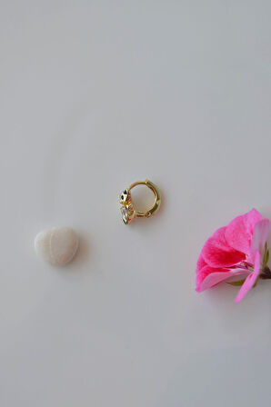 Zirkon Taşlı Ayıcık Helix Piercing Ayıcıklı Kıkırdak Lob Küpesi Tek Adet