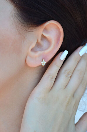 Zirkon Taşlı Çiçek Helix Piercing Tragus Çiçekli Kıkırdak Lob Küpesi Tek Adet