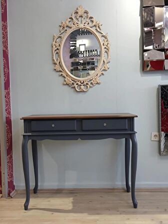 Ayna Denizi Vintage Crack Taç Model Krem Çatlak Altın Renk Dekoratif Ayna