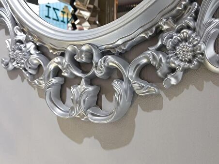 Ayna Denizi Vintage Silver Taç Model Gümüş Renk Dekoratif Ayna
