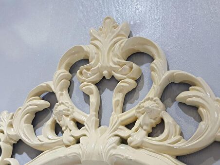 Ayna Denizi Vintage Cream Taç Model Krem Renk Dekoratif Ayna