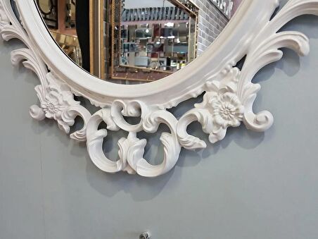 Ayna Denizi Vintage White Taç Model Beyaz Renk Dekoratif Ayna