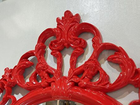 Ayna Denizi Vintage Red Taç Model Kırmızı Renk Dekoratif Ayna