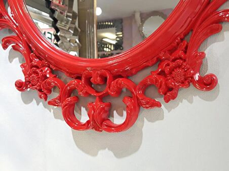 Ayna Denizi Vintage Red Taç Model Kırmızı Renk Dekoratif Ayna