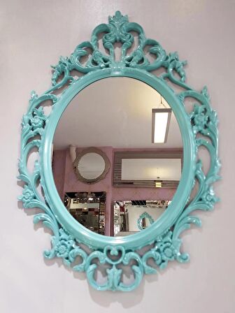 Ayna Denizi Vintage Turquoise Taç Model Turkuaz Renk Dekoratif Ayna