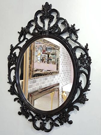 Ayna Denizi Vintage Black Taç Model Siyah Renk Dekoratif Ayna