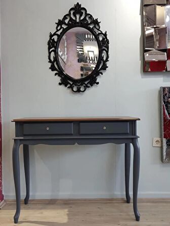 Ayna Denizi Vintage Black Taç Model Siyah Renk Dekoratif Ayna