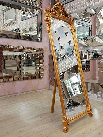 Ayna Denizi Vintage Madam Gold Model Altın Renk Dekoratif Ayaklı Boy Aynası