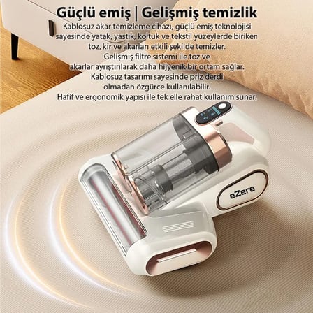 Ezere DustAway 17000Pa Güçlü Kablosuz Akar ve Toz UV Işıklı Yatak ve Koltuk Temizleyici-1852