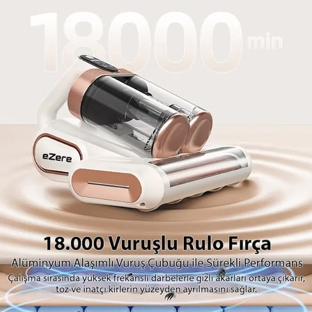 Ezere DustAway 17000Pa Güçlü Kablosuz Akar ve Toz UV Işıklı Yatak ve Koltuk Temizleyici-1852