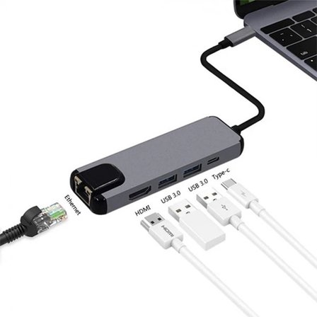 ALLY 5İN1  USB 3.1 Type C To HDMI 2xusb 3.0 RJ45 Ethernet Dönüştürücü Adaptör-1852