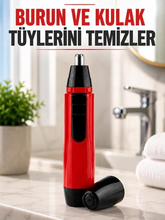 Kulak Burun Tüy Temizleme Makinası Pilli Kırmızı Ergonomik Yeni Nesil