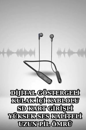 Alarm ve Titreşim Özellikli Akıllı Saat ve Mikrofonlu Kablolu Bluetooth Kulaklık 60 Saat