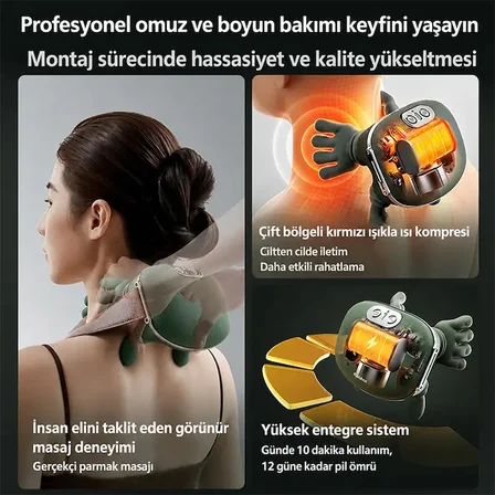 EZERE RelaxBuddy Pro OvmalıIsıtıcılı İnsan Eli Şeklinde Şarjlı Boyun Masaj Aleti-1852