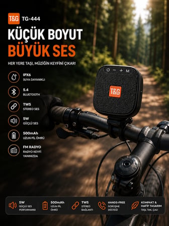 Kenly TG-444 Bluetooth Hoparlör 5W IPX6 Suya Dayanıklı TWS Taşınabilir Speaker