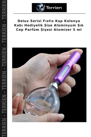 Delux Serisi Fısfıs Kap Kolonya Kabı Hediyelik Şişe Alüminyum Şık Cep Parfüm Şişesi Atomizer 5 ml
