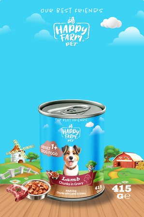 Happy Farm Yetişkin Yaş Köpek Maması Kuzu Etli 415 Gr 24 Adet