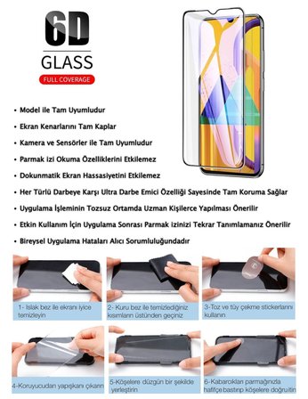 Huawei Y6s Ekran Koruyucu 6D Kırılmaz Cam Extra Darbe Emici Etkin Koruma Ekranı Tam Kaplar