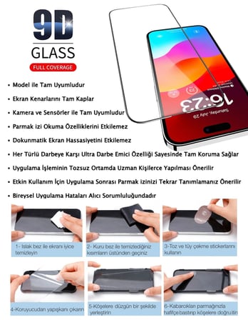 Apple iPhone 13 Ekran Koruyucu 9D Kırılmaz Cam Extra Darbe Emici Etkin Koruma Ekranı Tam Kaplar
