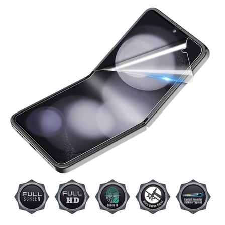 Samsung Galaxy Z Flip 7 FE Uyumlu Katlanır İç Ekran Koruyucu Esnek Nano Hydrogel Film