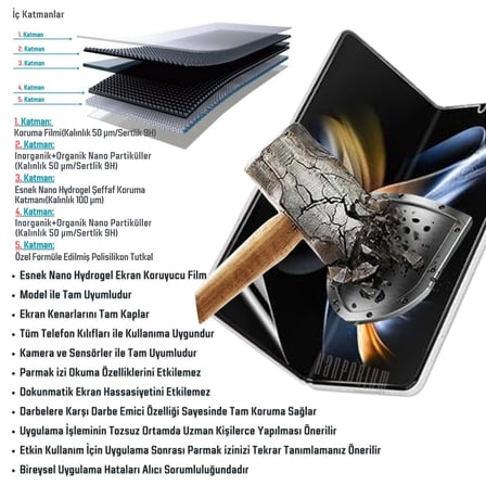 Samsung Galaxy W25 Uyumlu Katlanır İç Ekran Koruyucu Esnek Nano Hydrogel Film - Extra Koruma