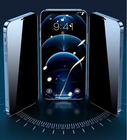 Apple iPhone 16 Pro Max Hayalet Ekran Koruyucu 6D Kırılmaz Cam Gizlilik Korumalı Extra Darbe Koruma Ekranı Tam Kaplar