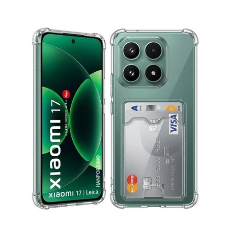 Xiaomi 17 Uyumlu Kartlıklı Kılıf Darbe Emici Köşe Korumalı Cüzdanlı Esnek Silikon Kapak - Şeffaf