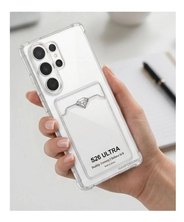 Samsung Galaxy S26 Ultra Uyumlu Kartlıklı Kılıf Köşe Korumalı Esnek Silikon Kapak - Füme