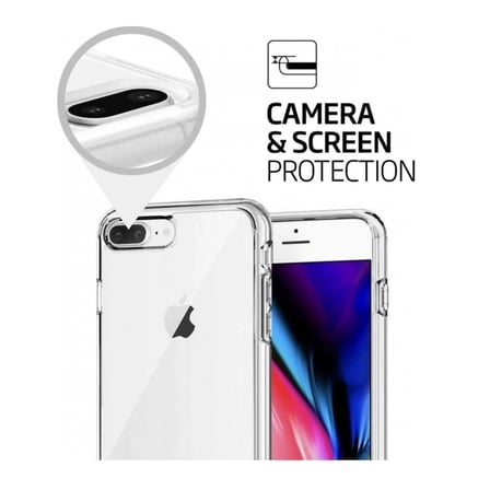 Apple iPhone 8 Plus Uyumlu Şeffaf Silikon Kılıf - Sararmaya Karşı Dayanıklı Sert Slim Kapak