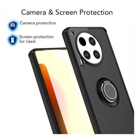 Tecno Camon 30 CL6 Uyumlu Kılıf Yüzüklü Standlı Extra Darbe Koruma Sert Silikon Kapak - Yeşil