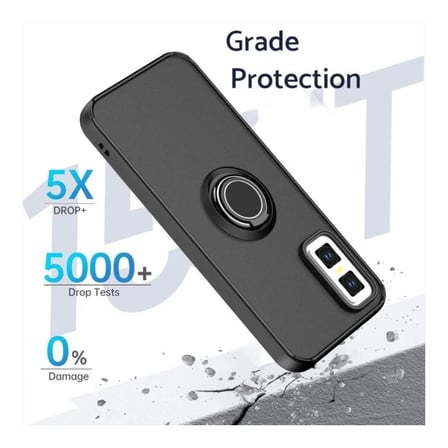 Infinix GT 30 Uyumlu Kılıf Yüzüklü Standlı Extra Darbe Koruma Sert Silikon Kapak - Lacivert