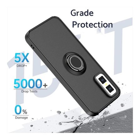 Infinix GT 30 Pro Uyumlu Kılıf Yüzüklü Standlı Extra Darbe Koruma Sert Silikon Kapak - Lacivert