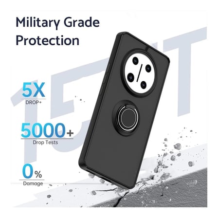Honor X9C Uyumlu Kılıf Yüzüklü Standlı Extra Darbe Koruma Sert Silikon Kapak - Siyah