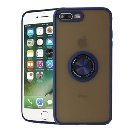 Apple iPhone 7 Plus Uyumlu Kılıf Yüzüklü Standlı Extra Darbe Koruma Sert Silikon Kapak - Siyah
