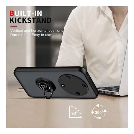 Honor Magic 5 Lite Uyumlu Kılıf Yüzüklü Standlı Extra Darbe Koruma Sert Silikon Kapak - Lacivert