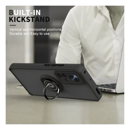 Xiaomi 12 Lite Uyumlu Kılıf Yüzüklü Standlı Extra Darbe Koruma Sert Silikon Kapak - Yeşil